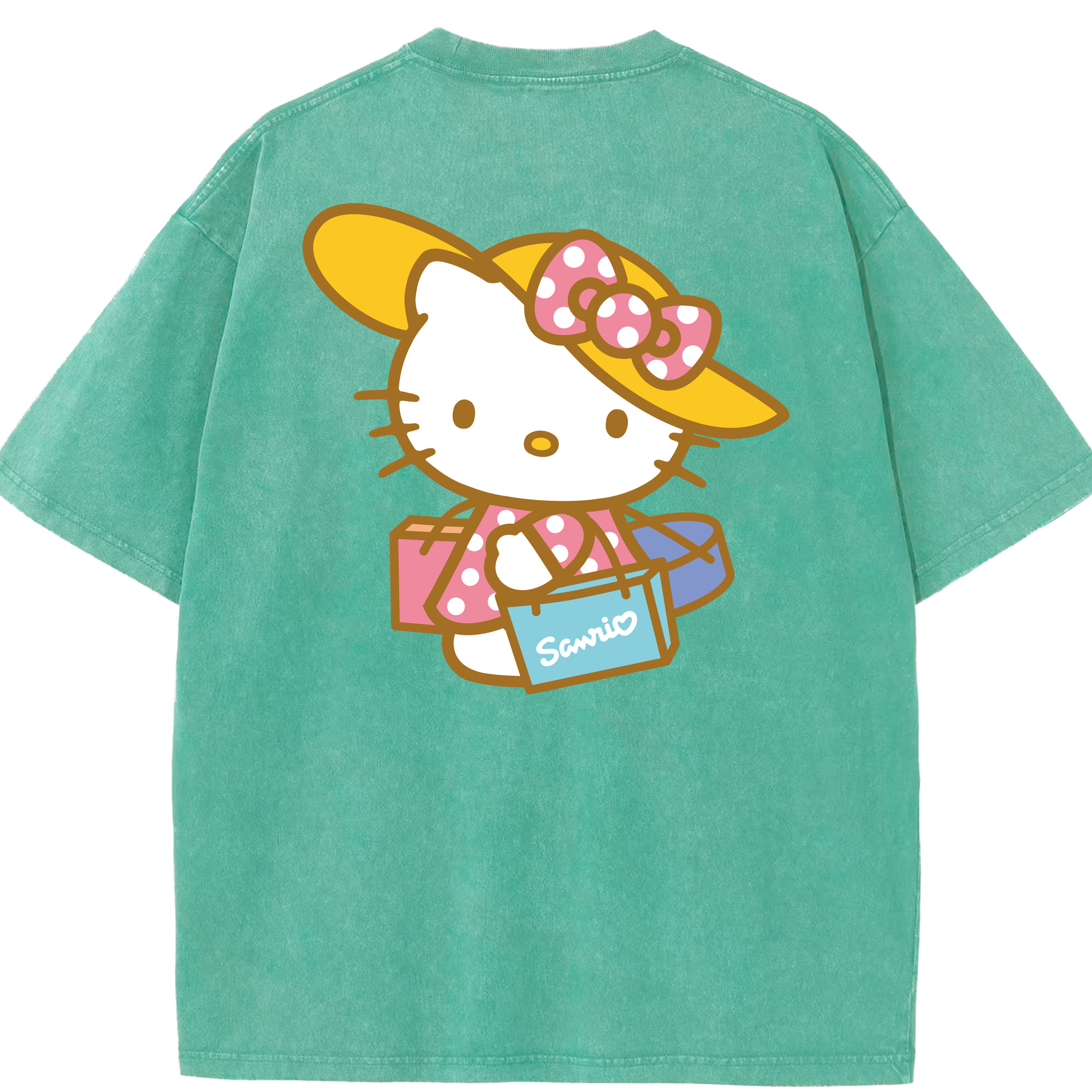 （画像用） Hello Kitty ハローキティ 綿100% ヴィンテージ風 半袖Tシャツ（背面プリント）